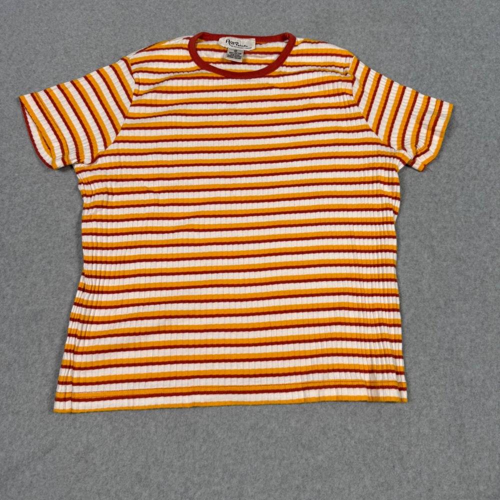 Vintage 90s Y2K Skater Grunge McDonald's Colors Striped Ribbed Ringer Tee M 70s